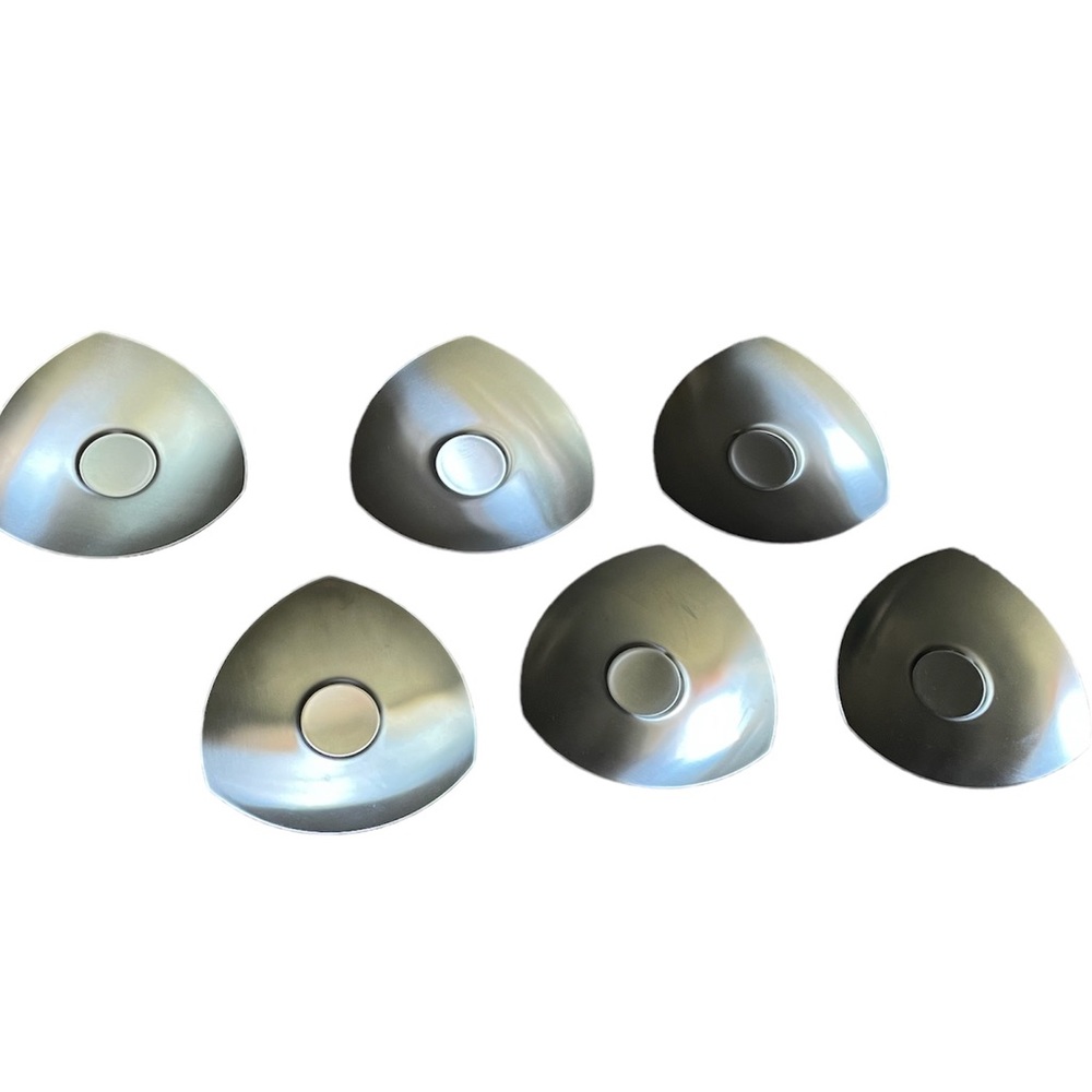 Thomas Rosenthal Silver Steel Trianglar Tea Cup Stainless Mini Plates (set of 6)